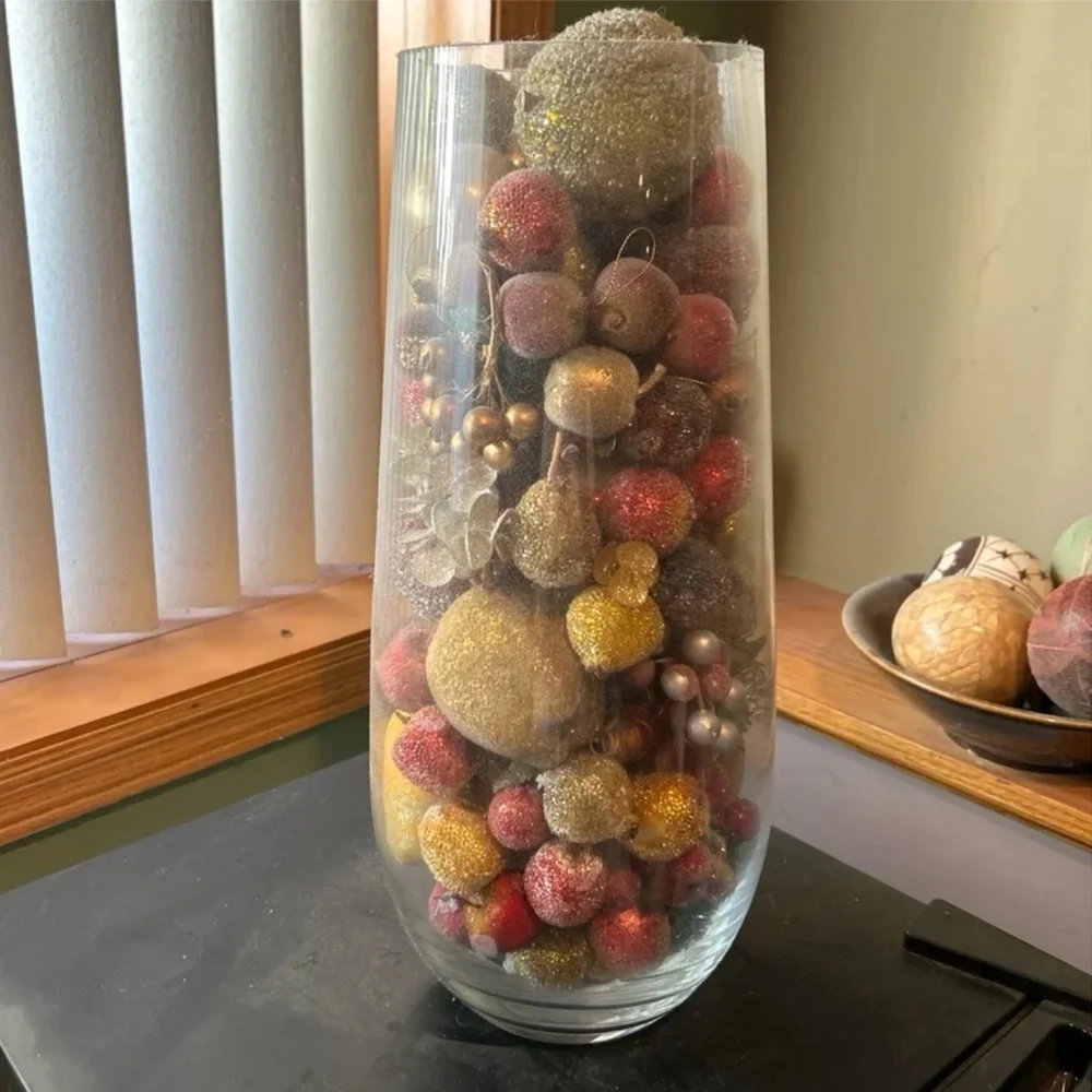 Giant Glass Vase with Multicolor Decorative Orbs